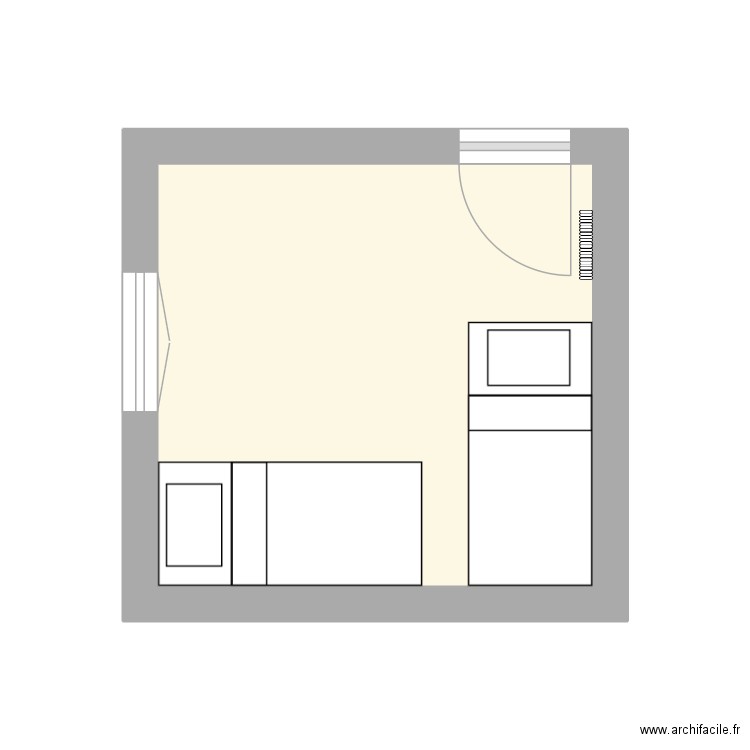Chambre filles. Plan de 1 pièce et 9 m2