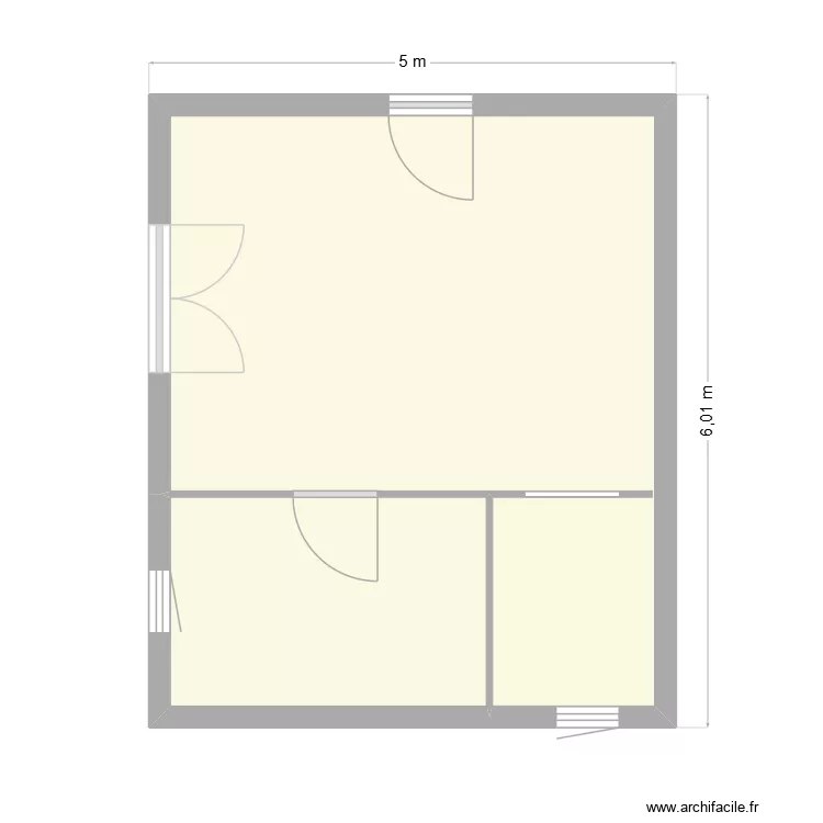 implantation extension 30 m2. Plan de 2 Pièces et 25 m²