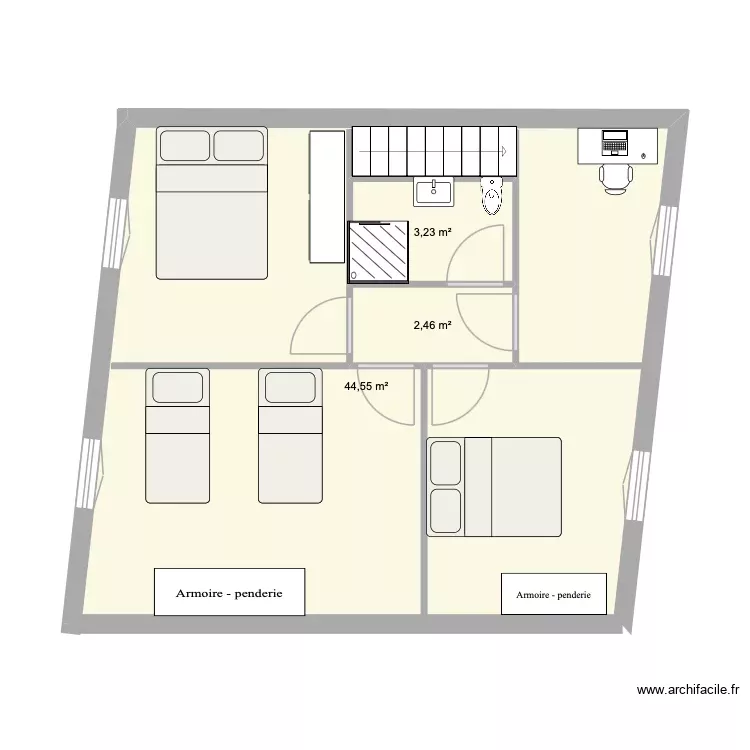 2eme étage. Plan de 3 Pièces et 50 m² 2eme étage. Plan de 3 Pièces et 50 m²