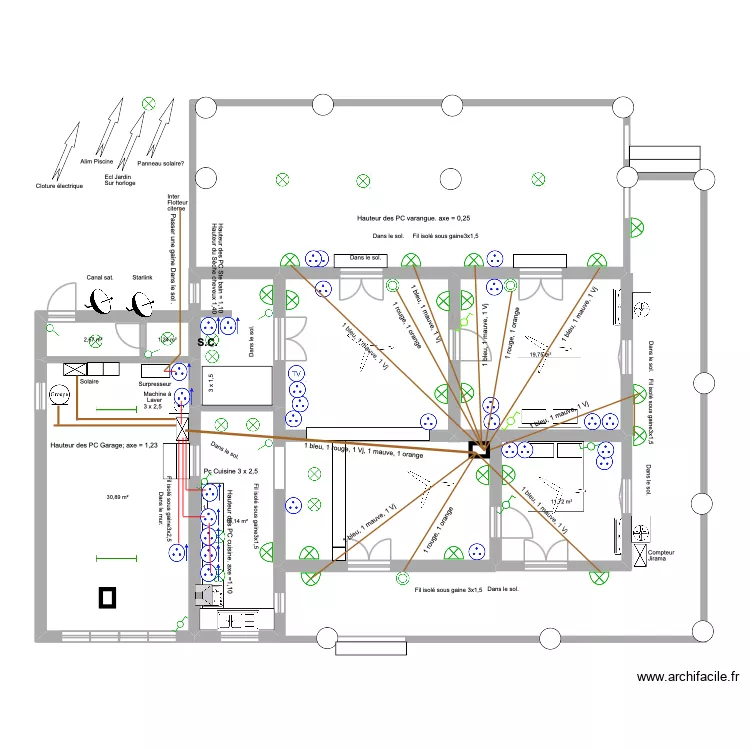 Electricit&eacute;. varangue. Plan de 