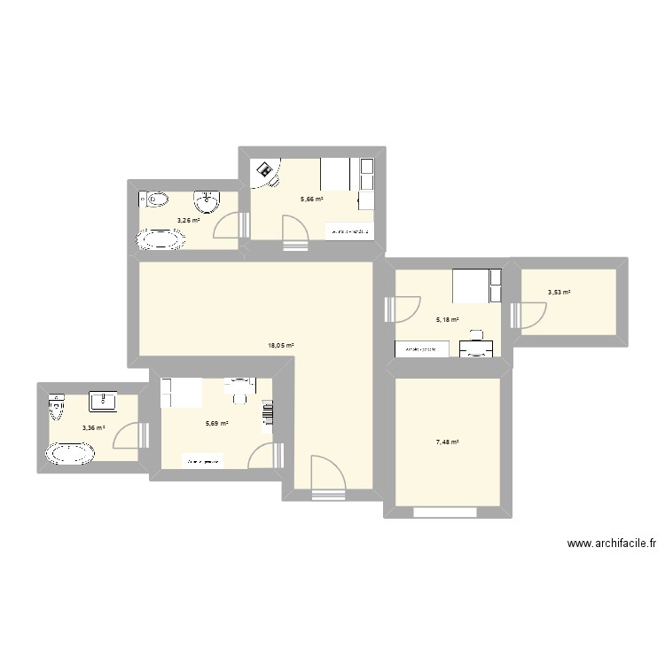 maison futur. Plan de 8 pièces et 52 m2