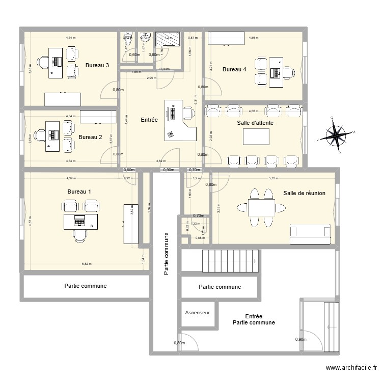 estelle. Plan de 21 pièces et 174 m2