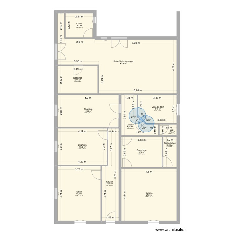 SAUBION EDL. Plan de 13 pièces et 162 m2