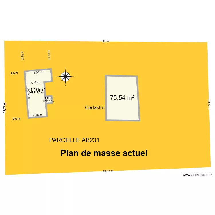 Plan de masse actuel. Plan de 