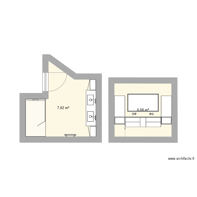 Projet Baus. Plan de 1 pièce et 8 m2