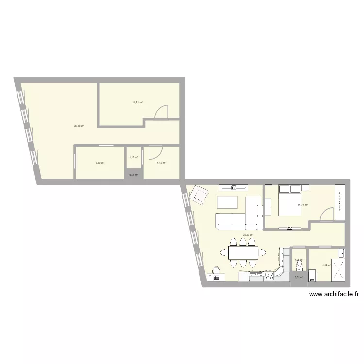 Tanneurs. Plan de 11  et 101 m²
