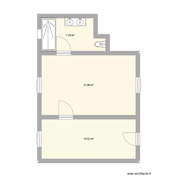 Martin. Plan de 3  et 44 m²
