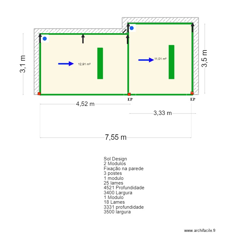 Lisete Mendes- Vilamoura. Plan de 2 pièces et 24 m2