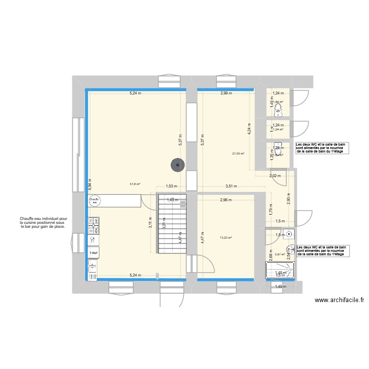 pierrot RDC projet. Plan de 7 pièces et 95 m2