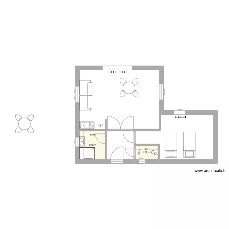 w.C. -SDB s&eacute;par&eacute;s- 1 er &eacute;tage-coulor reduit. Plan de 2  et 6 m²