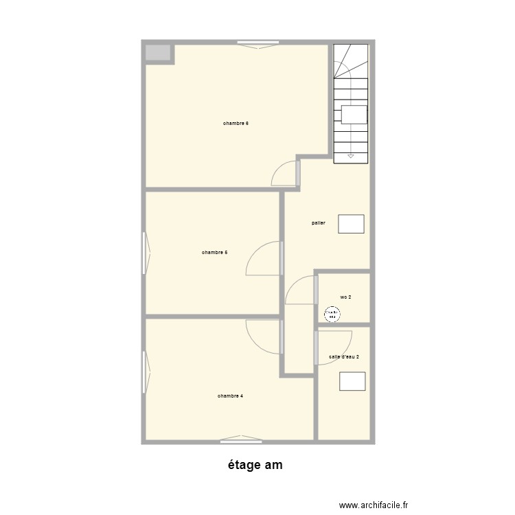 rousseau am étage. Plan de 7 pièces et 47 m2