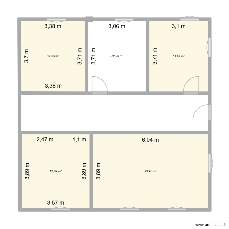 djenane. Plan de 5 pièces et 73 m2