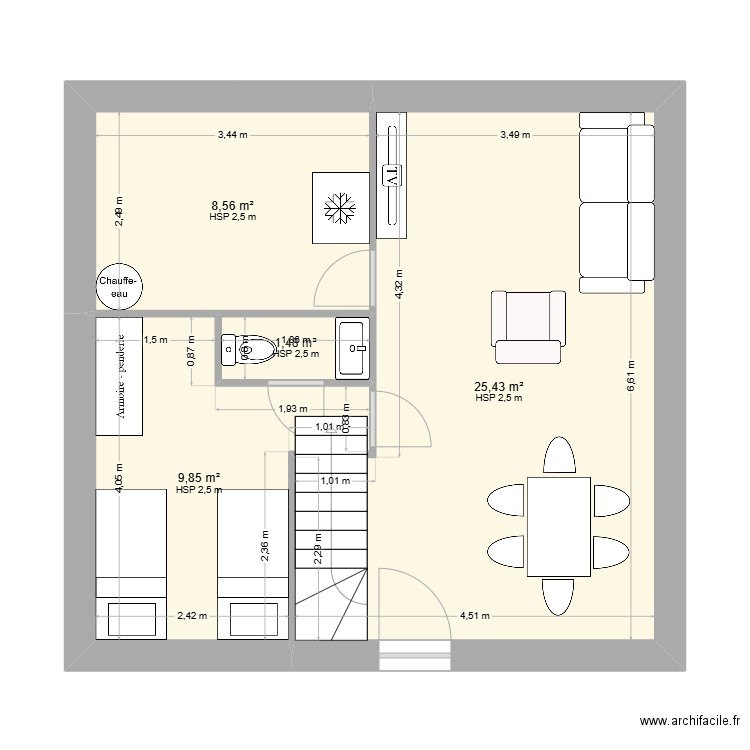 NEW. Plan de 4 pièces et 45 m2