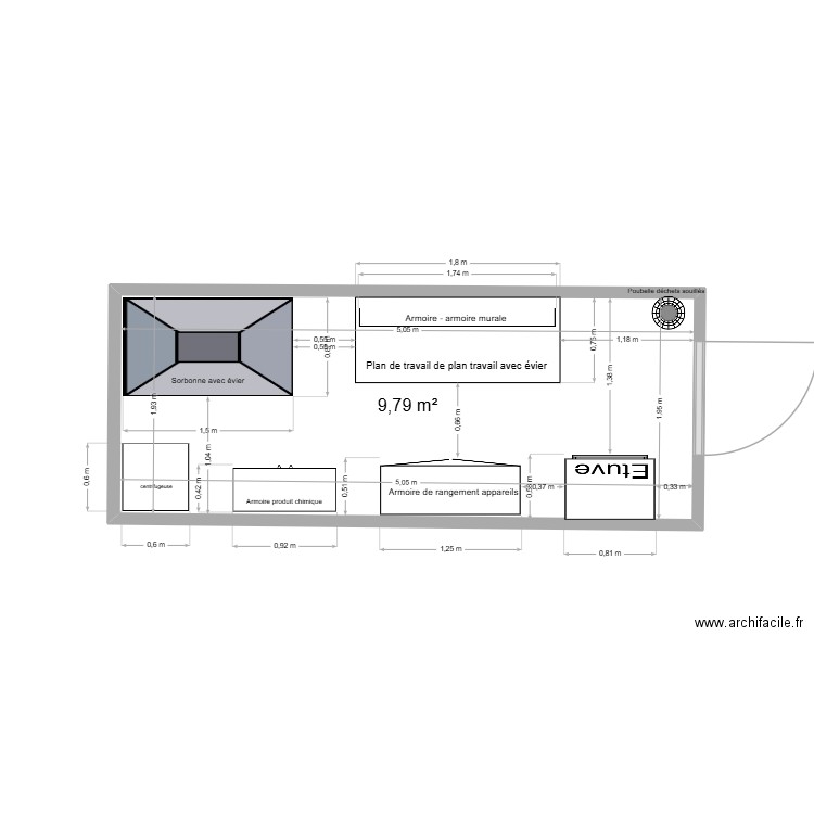 plan laboratoire likouala. Plan de 1 pièce et 10 m2