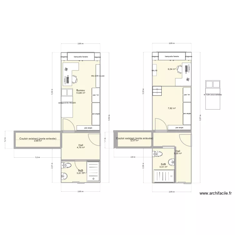 extension variante 25.07.2026 A. Plan de 9  et 50 m²