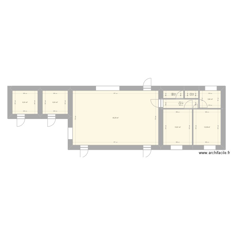 jariettes longère. Plan de 9 pièces et 92 m2