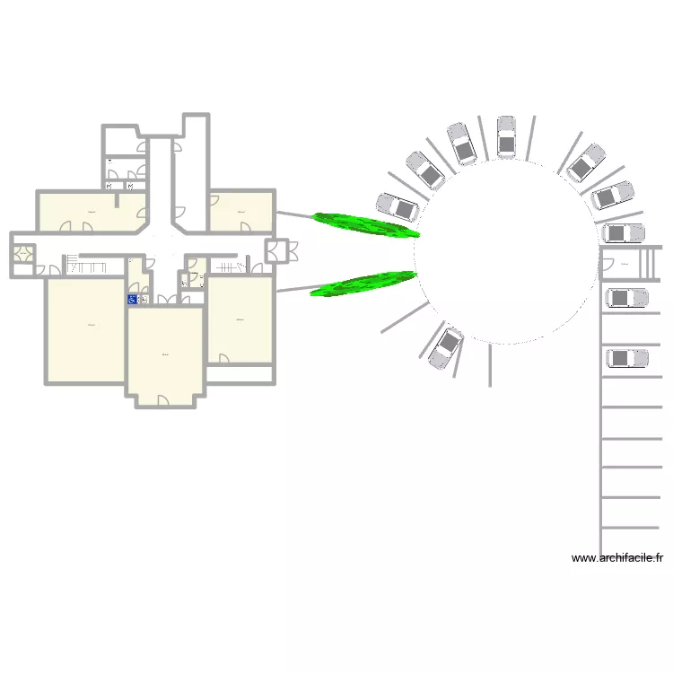RDC. Plan de 8  et 230 m²