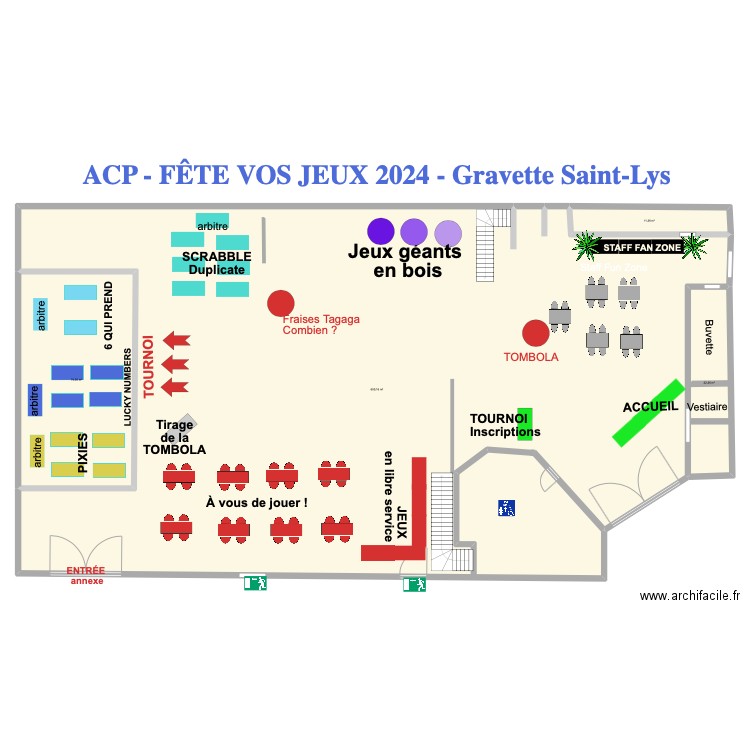 ESPACE GRAVETTE Fête vos jeux 2024. Plan de 4 pièces et 758 m2