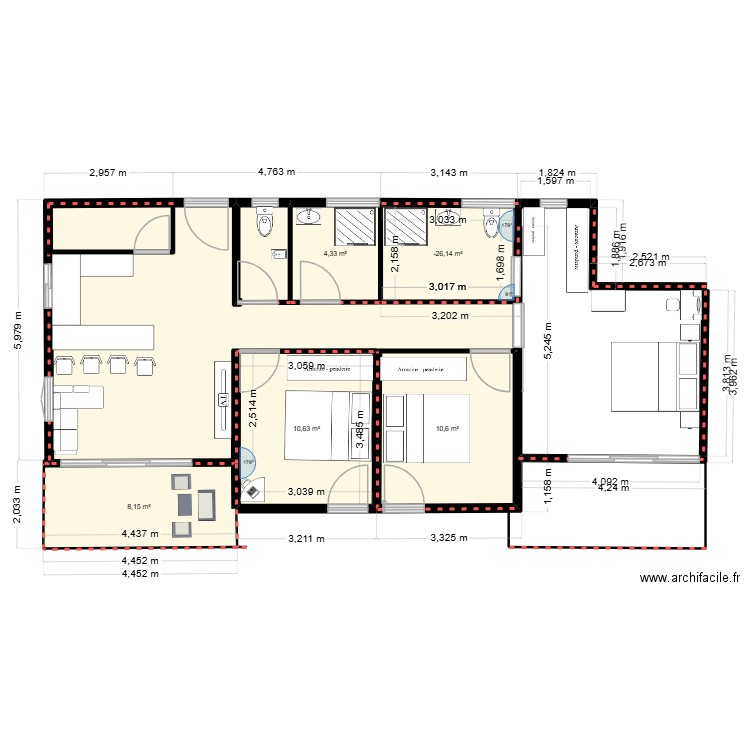 PLAN BOURGADE PROJET. Plan de 5 pièces et 40 m2