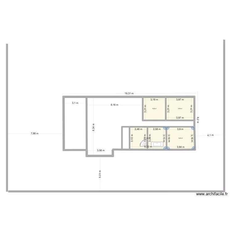 balizac v1. Plan de 4 Pièces et 51 m²