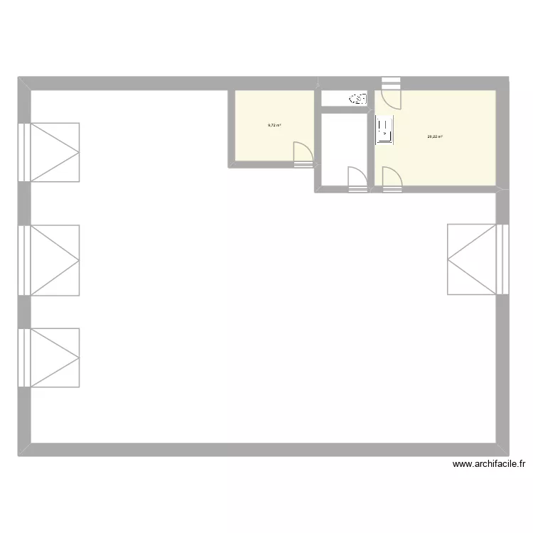 Grange Traineu. Plan de 2  et 30 m²