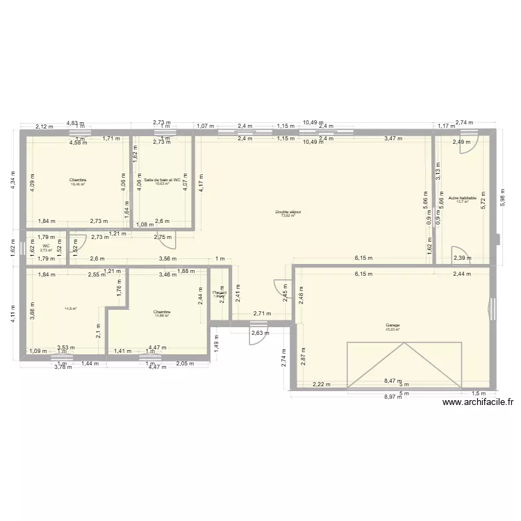 maison. Plan de 9  et 196 m²