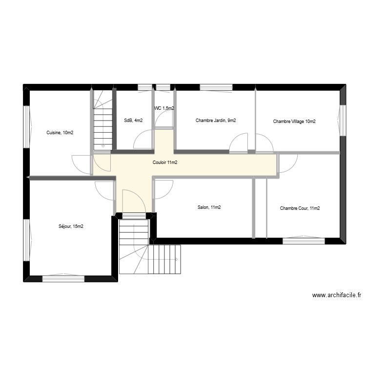 EtupesEtage. Plan de 7 pièces et 53 m2