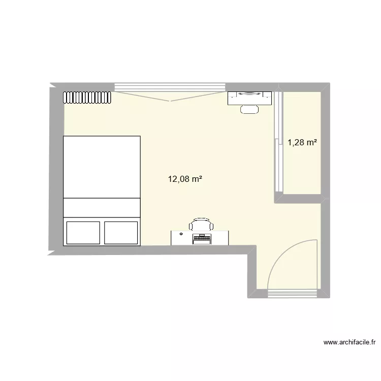 clara. Plan de 2  et 13 m²