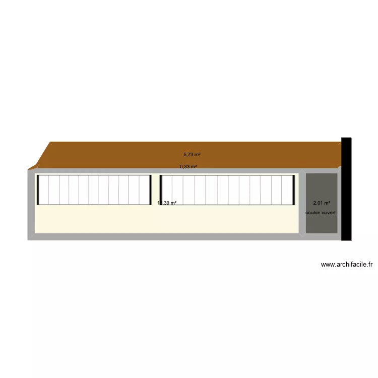 face avant veranda. Plan de 4 pièces et 24 m²