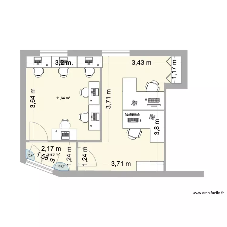 St Exupéry. Plan de 3 Pièces et 29 m² St Exupéry. Plan de 3 Pièces et 29 m²