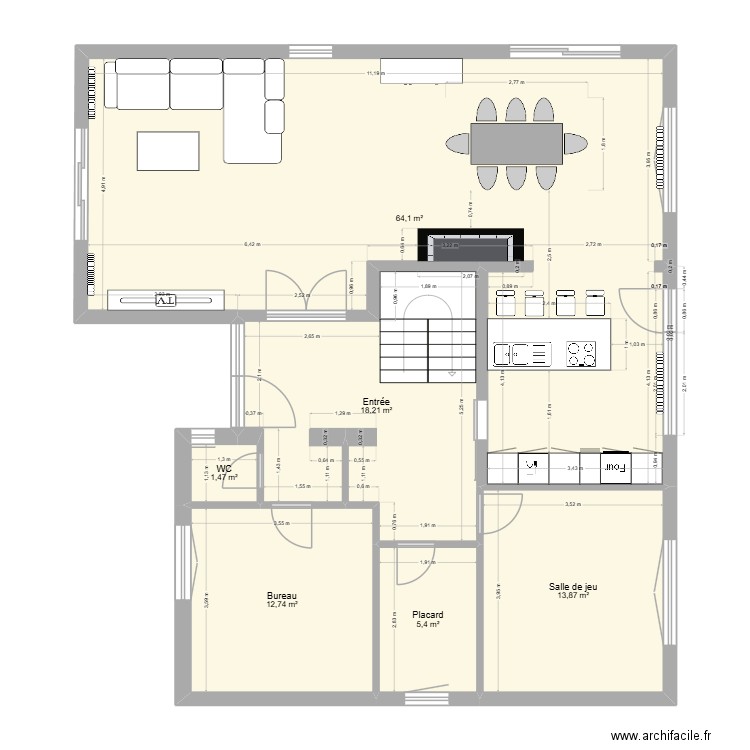 Maison après rénovation. Plan de 6 pièces et 116 m2