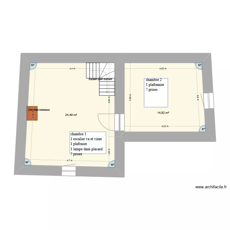 ETAGE 2. Plan de 2 Pièces et 39 m² ETAGE 2. Plan de 2 Pièces et 39 m²
