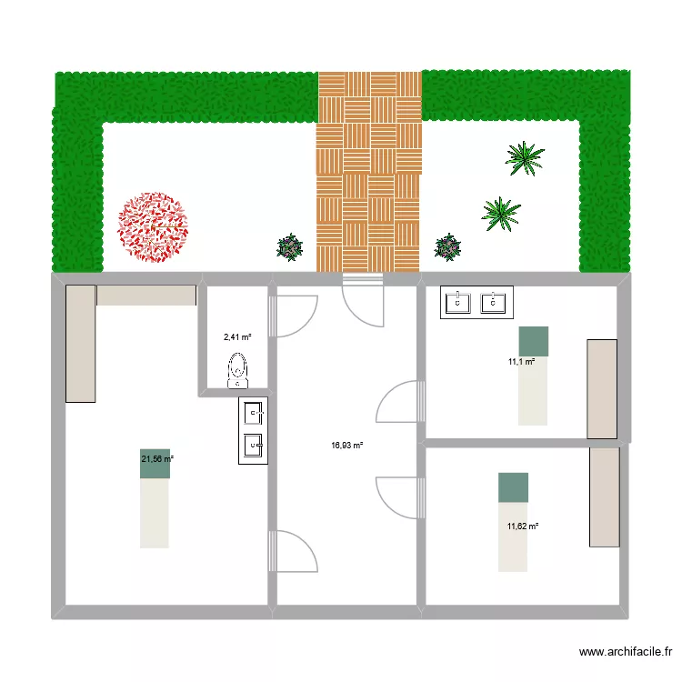 institut. Plan de 5  et 64 m²