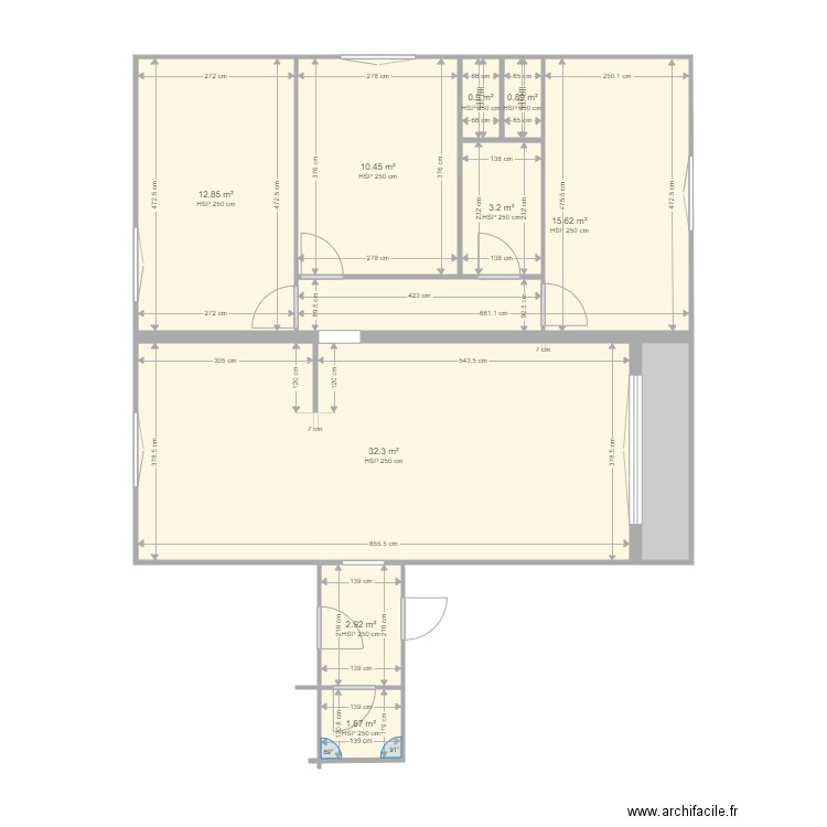 GARDERE. Plan de 10 pièces et 84 m2