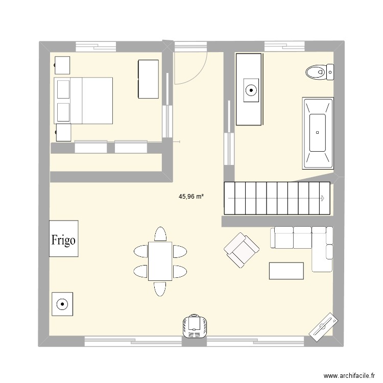 chalet. Plan de 1 pièce et 46 m2
