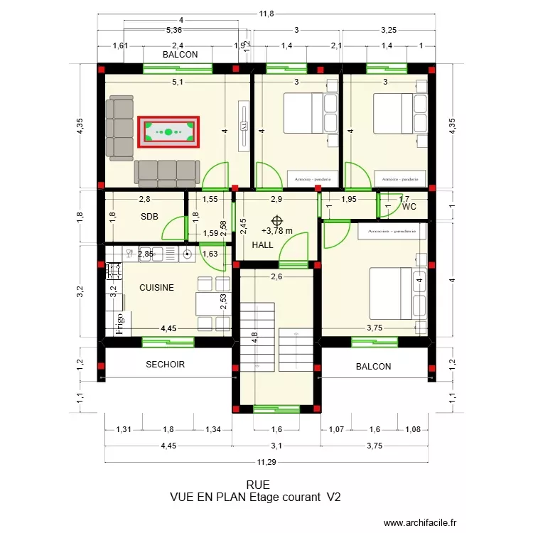 Vue en plan RDC V2. Plan de 22 Pièces et 217 m² Vue en plan RDC V2. Plan de 22 Pièces et 217 m²