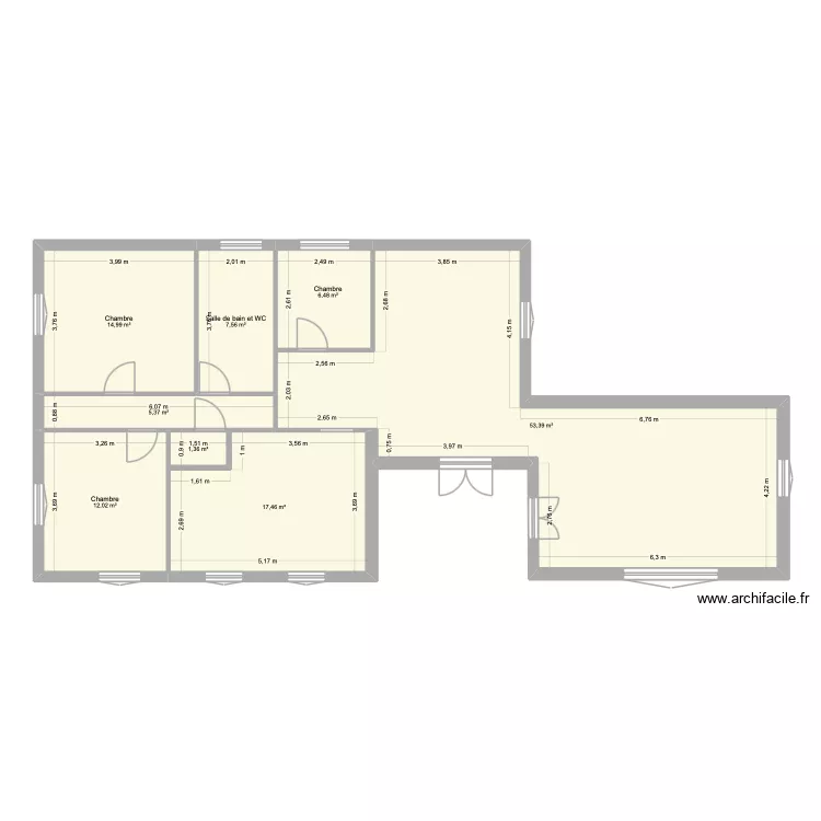Hacienda existant. Plan de 8 Pièces et 119 m²