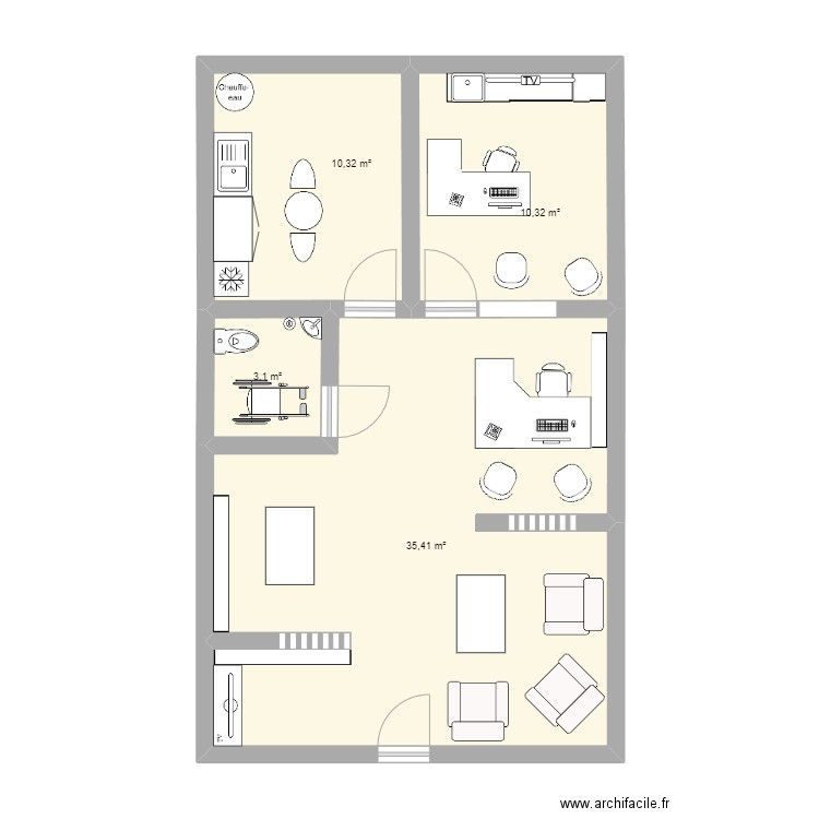 63m2 Alt. Plan de 4 pièces et 59 m2