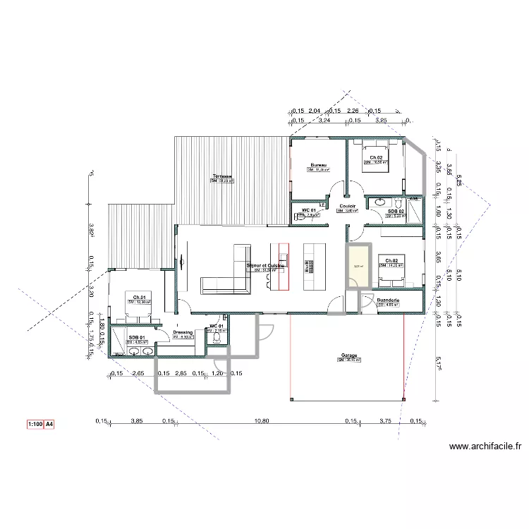 miri 1. Plan de 1  et 3 m²