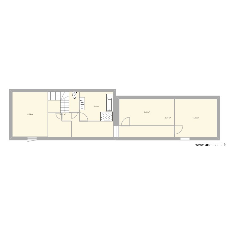 PLAN ETAGE. Plan de 6 pièces et 129 m2