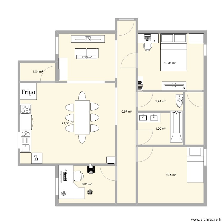 maximilien maison2. Plan de 9 pièces et 77 m2