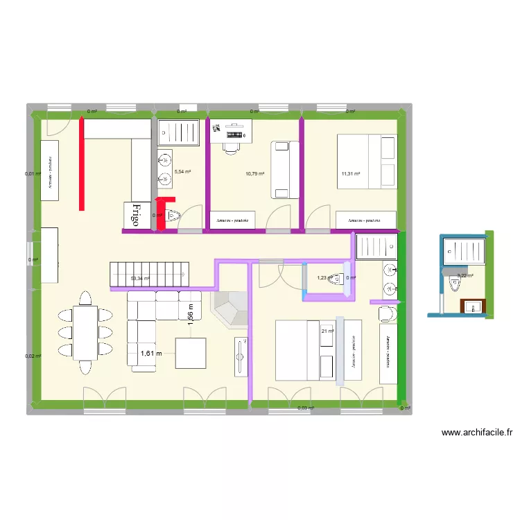 1er &eacute;tage - RP2. Plan de 