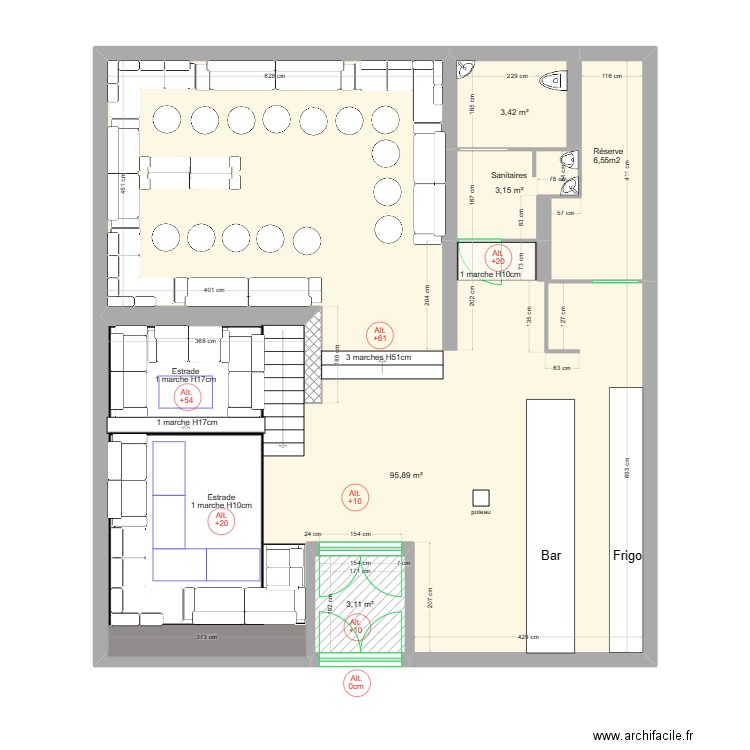 Kaza Travaux sanitaires. Plan de 4 pièces et 106 m2