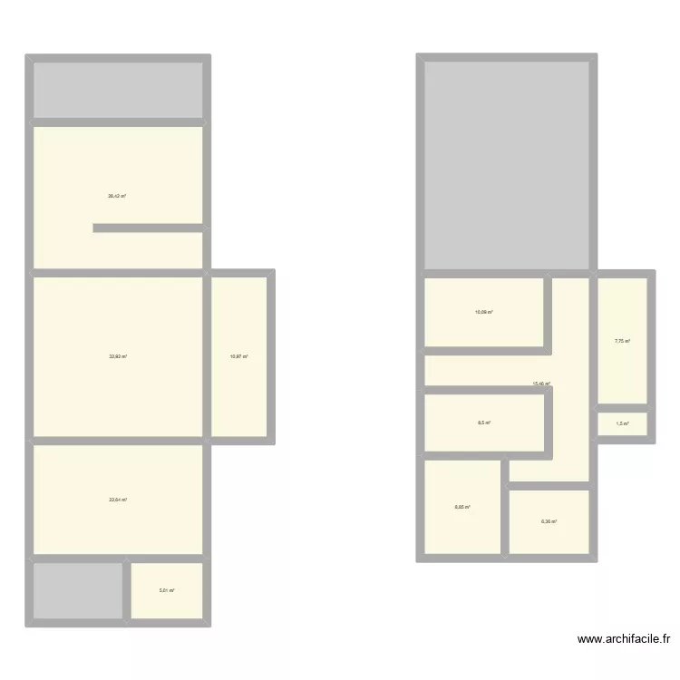 SCR. Plan de 15  et 218 m²