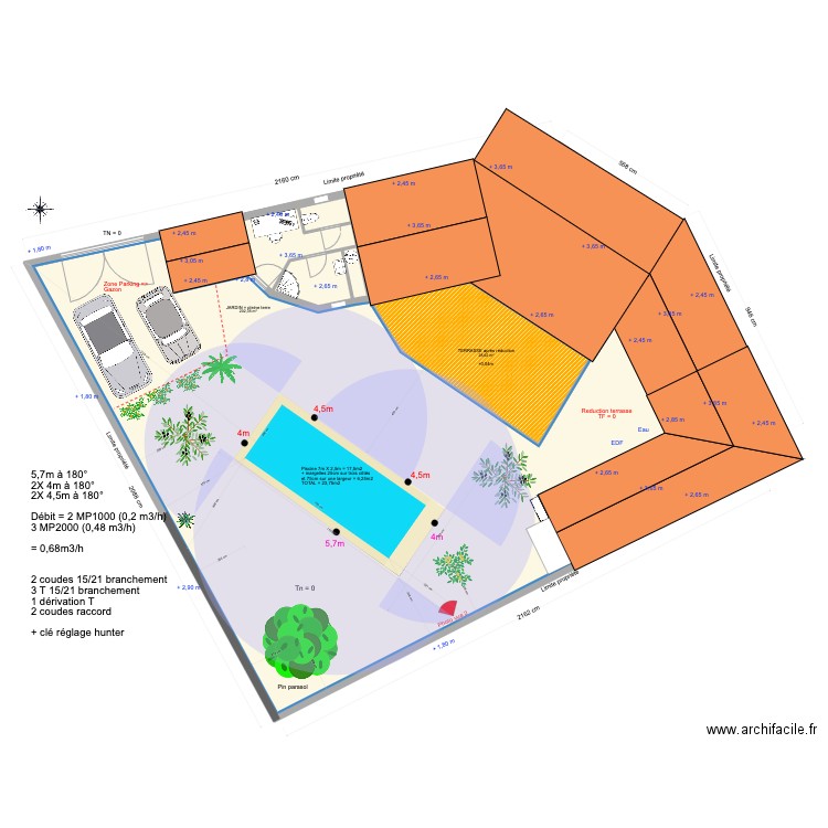 Bois plage travaux avec terrasse modifiée def urbanisme (13 dec 2023) ARROSAGE. Plan de 20 pièces et 402 m2