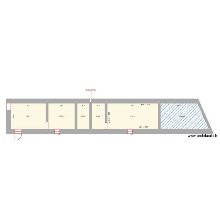 Appartement Cité Henri. Plan de 6 pièces et 63 m2