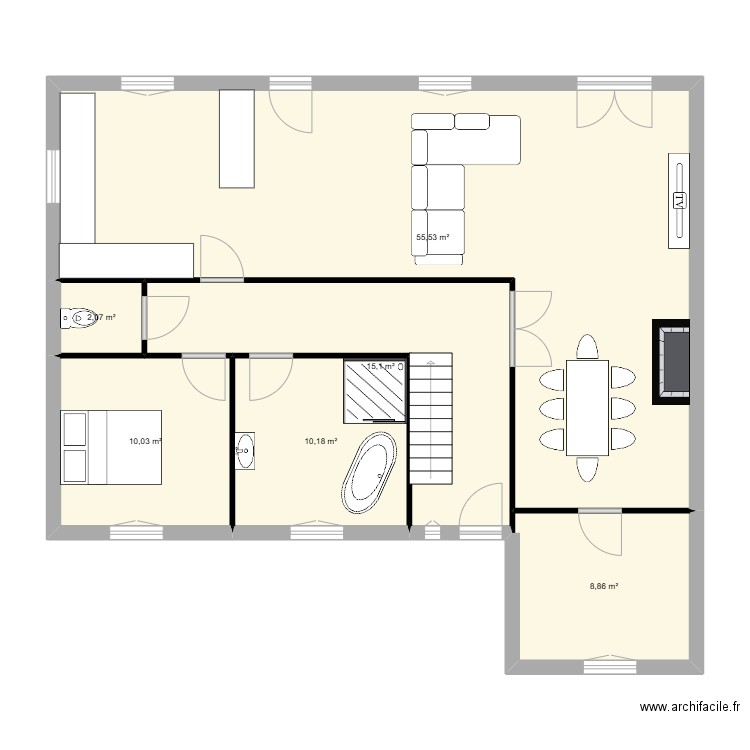 plan maison riviere. Plan de 6 pièces et 102 m2