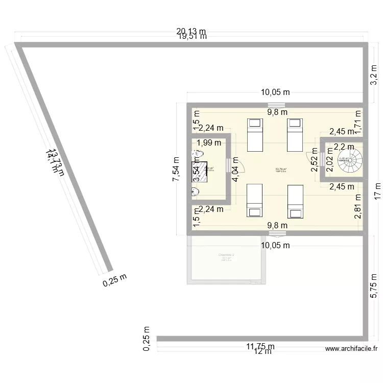 Calebassier V1. Plan de 