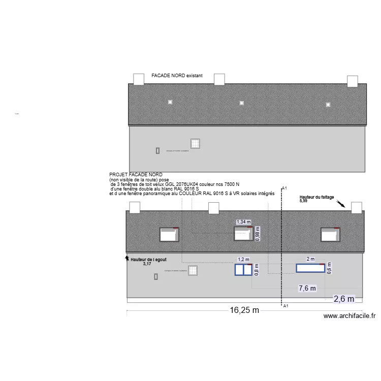 Projet facade arri&egrave;re variante bleue. Plan de 
