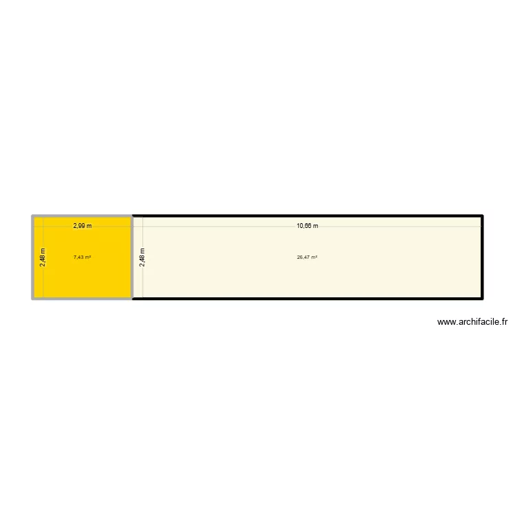 contenair. Plan de 2  et 34 m²